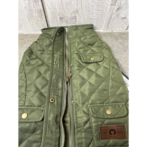 Fab Dog Outerwear Olive Quilted Barn Coat Lined Jacket For Dogs Size 16 Winter - Picture 4 of 7